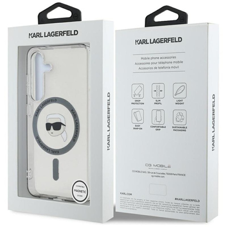 Karl Lagerfeld Button Karl Head Printed Logo MagSafe - Case for Samsung Galaxy S25 (Black)