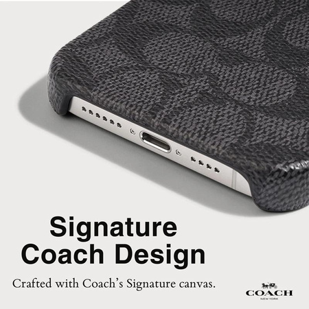 Coach Slim Wrap Signature C Case - iPhone 15 Pro Case (Charcoal)