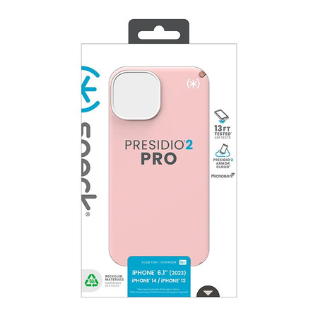 Speck Presidio2 Pro - Custodia per iPhone 16e / iPhone 15 / iPhone 14 / iPhone 13 (Rosa Dalia / Rame Rosa / Bianco)