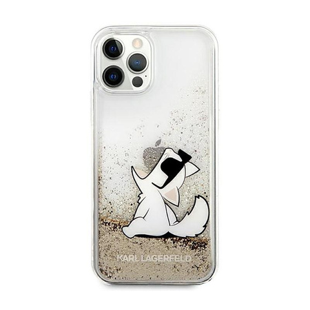 Karl Lagerfeld Liquid Glitter Choupette Fun - pouzdro pro iPhone 12 / iPhone 12 Pro (zlaté)