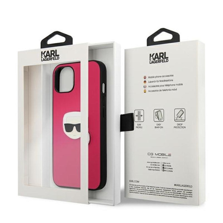 Karl Lagerfeld PU Leder Karl's Head Metall - iPhone 13 mini Tasche (rosa)