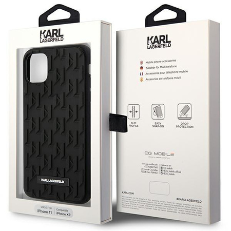 Karl Lagerfeld Monogram 3D Pattern - Coque iPhone 11 (Noir)