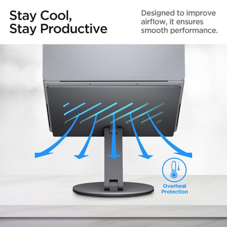 Spigen LD204H Laptop Stand Hub - Laptop Stand with 6-in-1 Hub (Space Grey)