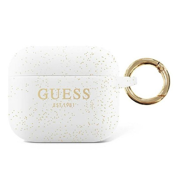 Guess Silicone Glitter Case Est - Étui Airpods Pro (blanc)