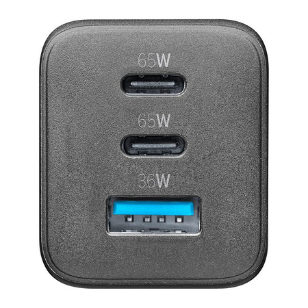 Cellularline Multipower Micro GaN - Power Charger 2x USB-C & USB-A Power Delivery 65W (black)