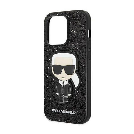 Karl Lagerfeld Glitter Flakes Ikonik - pouzdro pro iPhone 14 Pro Max (černé)