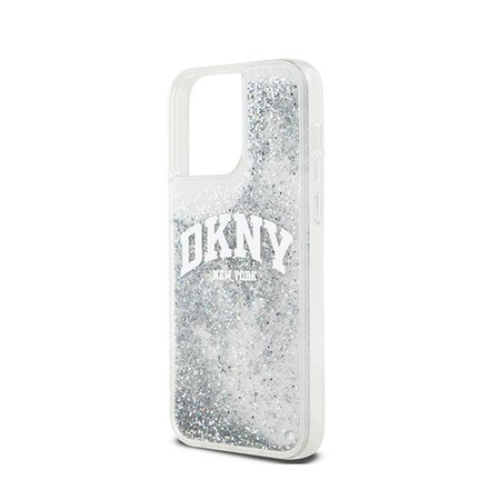 DKNY Liquid Glitter Big Logo - pouzdro pro iPhone 15 Pro Max (bílé)