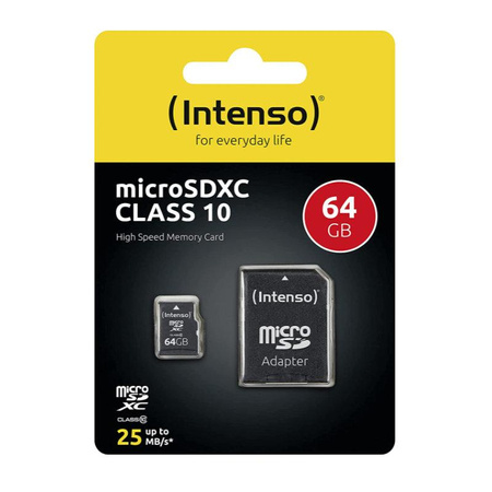 Intenso MicroSDXC - Speicherkarte 64 GB Class 10 12/25 MB/s mit Adapter
