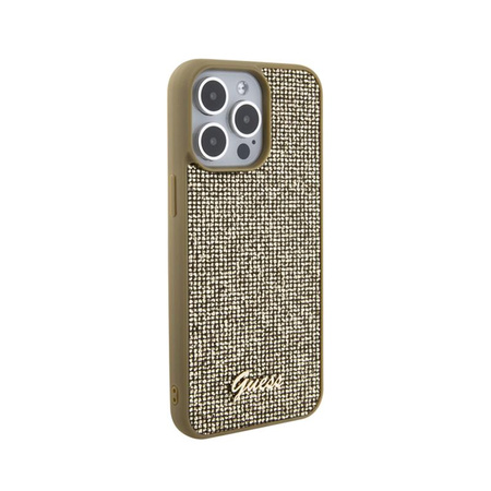 Guess Disco Metal Script - pouzdro pro iPhone 15 Pro Max (zlaté)
