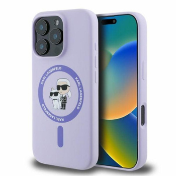 Karl Lagerfeld Silikon Karl & Choupette Ring MagSafe - iPhone 16 Pro Max Hülle (lila)