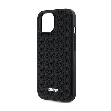 DKNY 3D Rubber Repeat Pattern - Coque pour iPhone 15 Plus (noir)