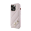 Karl Lagerfeld Diagonális steppelt írás - iPhone 14 Pro Max tok (rózsaszín)