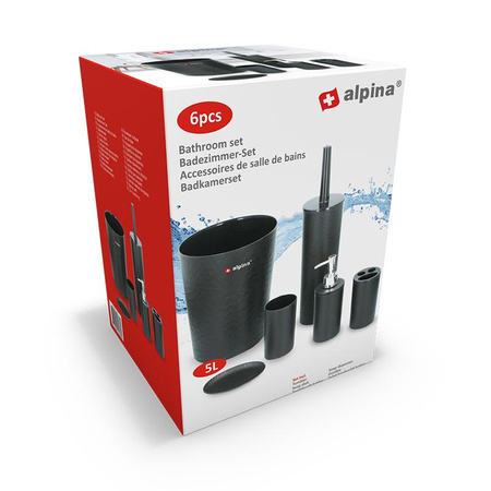 Alpina - 6-teiliges Badezimmer-Set (schwarz)