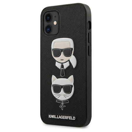 Karl Lagerfeld Saffiano Karl & Choupette Heads - iPhone 12 mini case (black)