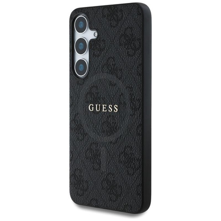 Guess Leather 4G Colored Ring Classic Logo MagSafe - Pouzdro pro Samsung Galaxy S25 (černé)