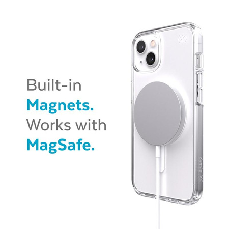 Speck Presidio Perfect-Clear + MagSafe - pouzdro pro iPhone 13 s povrchovou úpravou MICROBAN (čiré)