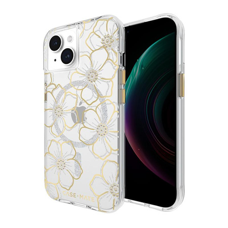 Pouzdro Case-Mate Floral Gems MagSafe - iPhone 15 (zlaté)