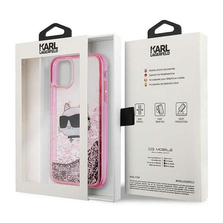 Karl Lagerfeld Liquid Glitter NFT Choupette Head - Coque iPhone 11 (rose)