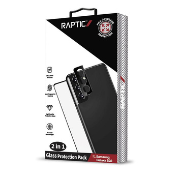 X-Doria Raptic Glass Protection Pack - Samsung Galaxy S22 Bildschirm gehärtetes Glas + Kamera-Overlay-Set