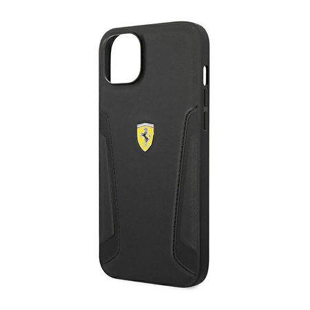 Ferrari Leather Stamp Sides - Hülle für iPhone 14 Plus (Schwarz)