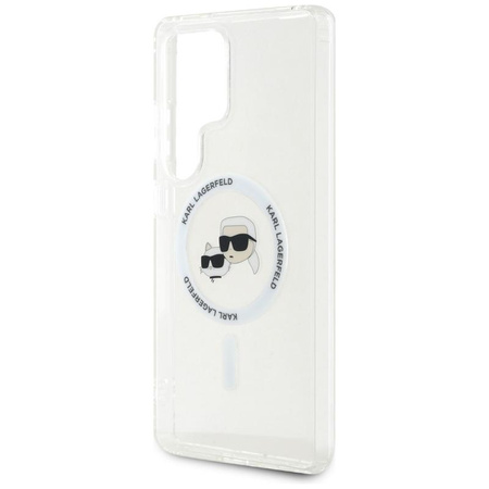 Karl Lagerfeld Button Karl & Choupette Heads Printed Logo MagSafe - Pouzdro pro Samsung Galaxy S25 Ultra (Bílé)