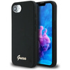 Guess Silicone Script Metal Logo MagSafe - étui pour iPhone 16e (noir)
