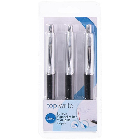 Topwrite - Ballpoint pen with clip blue 3 pcs.