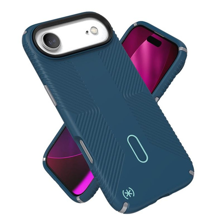 Speck Presidio2 Grip ClickLock & MagSafe - Hülle iPhone Air (Deep Sea / Silver Metallic / Spell Blue)