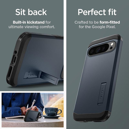 Spigen Tough Armor - Étui pour Google Pixel 9 Pro XL (Metal Slate)