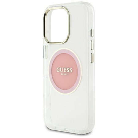 Guess IML Metal Colored Circle Classic Logo MagSafe - Pouzdro pro iPhone 16 Pro Max (růžová)