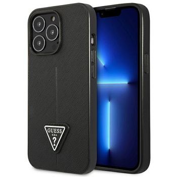 Guess Saffiano háromszög logós tok - iPhone 13 Pro tok (fekete)