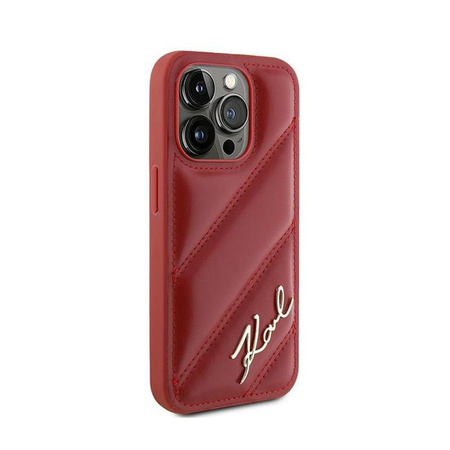 Karl Lagerfeld Diagonal Gesteppte Schrift - iPhone 15 Pro Max Tasche (rot)