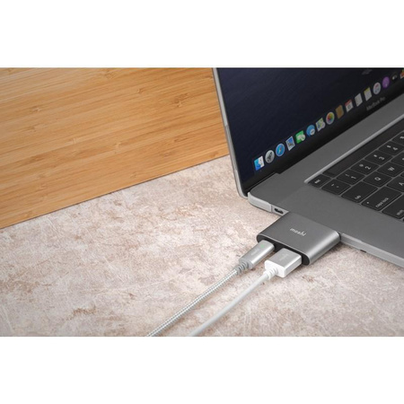 Moshi USB-C Adapter - Adapter für HDMI 4K und HDR mit 60W Power Delivery Ladeunterstützung (Titanium Gray)
