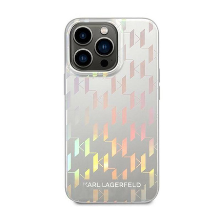 Karl Lagerfeld Monogram Iridescent - Coque iPhone 14 Pro Max (argent)