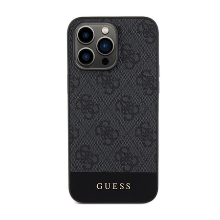 Guess 4G Bottom Stripe Metall Logo Kollektion - iPhone 15 Pro Max Tasche (grau)