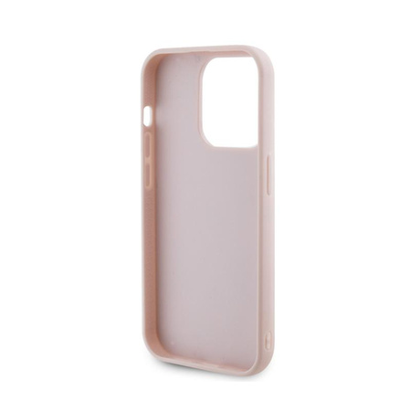 Guess Logo métal matelassé - Coque iPhone 15 Pro (rose)