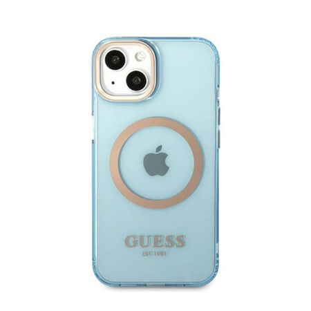 Guess Gold Outline áttetsző MagSafe - iPhone 13 tok (kék)