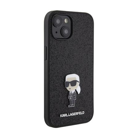 Karl Lagerfeld Fixed Glitter Ikonik Logo Metal Pin - Etui iPhone 15 / 14 / 13 (czarny)