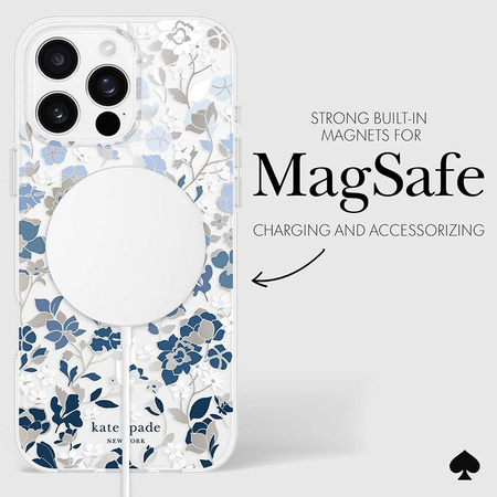 Kate Spade New York Protective Gems MagSafe - iPhone 16 Pro Max Case (Flowerbed Blue)