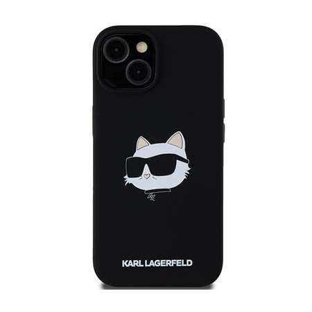 Karl Lagerfeld Silikonové pouzdro Choupette Head MagSafe - iPhone 15 Plus / 14 Plus (černé)