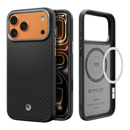 Etui do iPhone 17 Pro Max do MagSafe Spigen Enzo Aramid Oryginalne Czarne