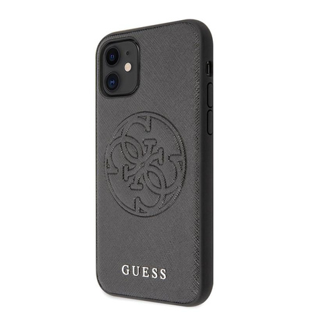 Guess Saffiano 4G Circle Logo - iPhone 11 Tasche (schwarz)