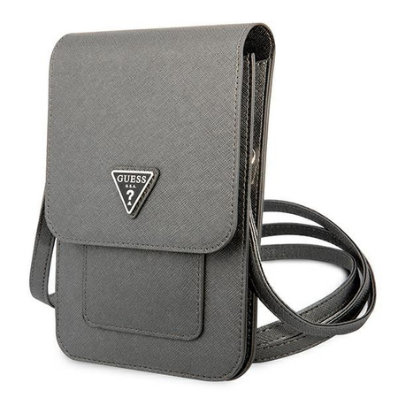 Guess Wallet Saffiano Triangle Logo Phone Bag - Smartphone- und Zubehörtasche (Grau)