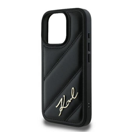 Karl Lagerfeld Quilted Signature - Coque pour iPhone 16 Pro (noir)