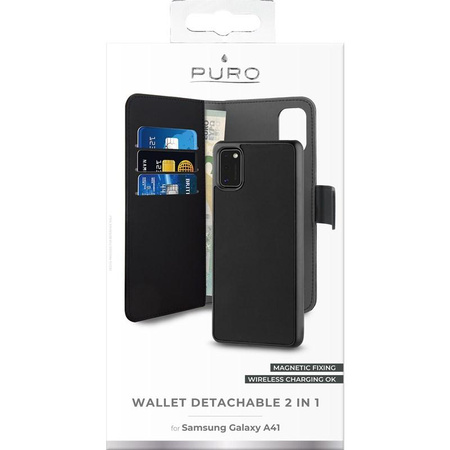 PURO Wallet Detachable - 2-in-1 Samsung Galaxy A41 Case (noir)