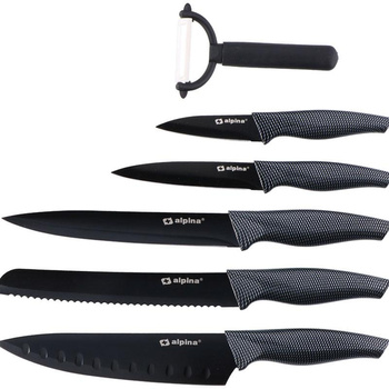 Alpina - INOX stainless steel knife set 6 pcs. (black)