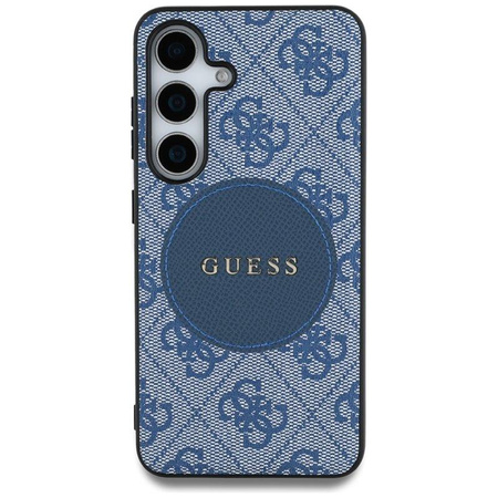 Guess 4G Round Patch Classic Logo MagSafe - Pouzdro pro Samsung Galaxy S25 (modrý)