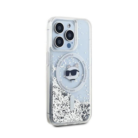 Karl Lagerfeld Liquid Glitter Choupette Head MagSafe - iPhone 13 Pro tok (átlátszó)