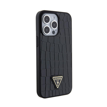 Guess Croco Triangle Metal Logo - Etui iPhone 15 Pro Max (czarny)