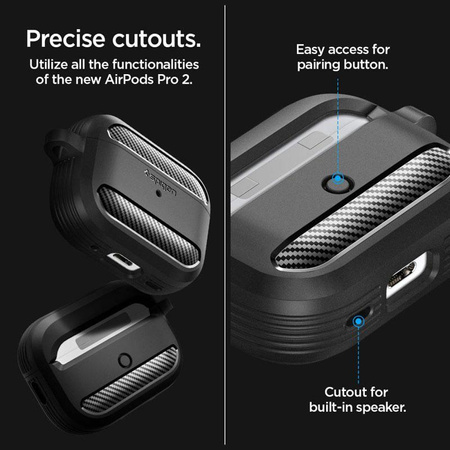 Spigen Rugged Armor - Gehäuse für Apple Airpods Pro 1 / 2 (Schwarz)